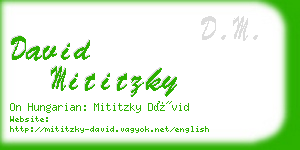 david mititzky business card